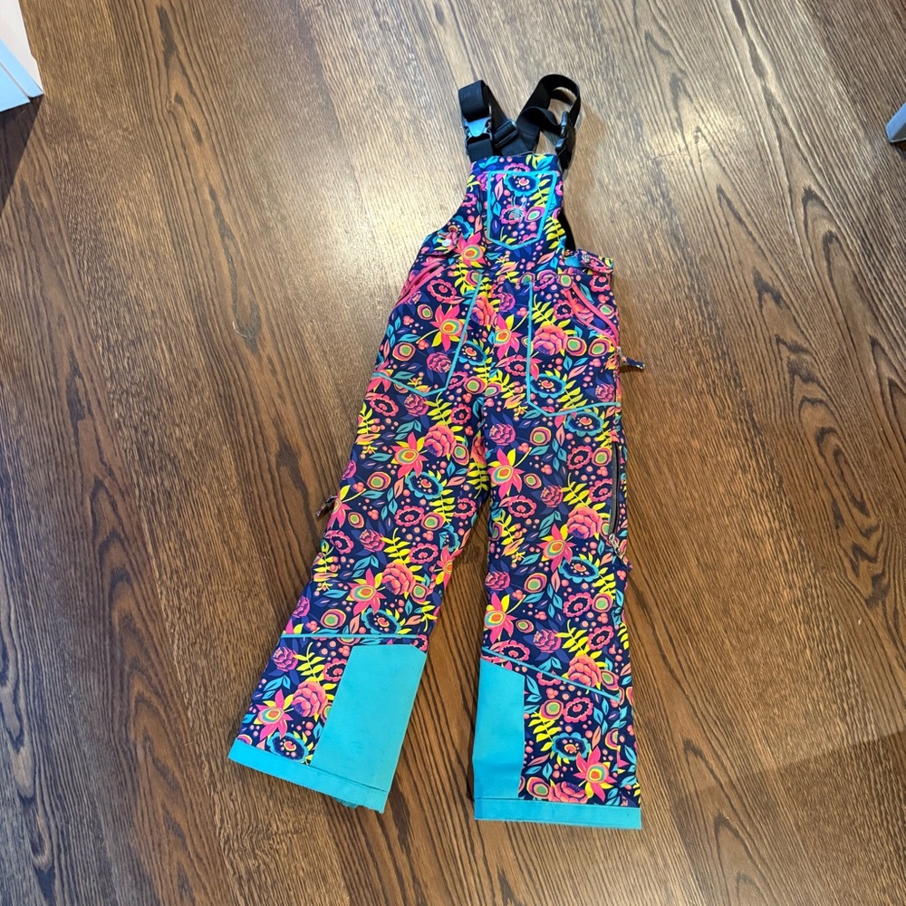 Multicolor Little Girl Spyder Ski bib